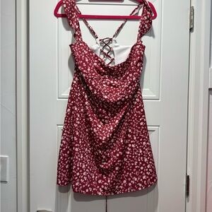 Princess Polly Red Floral Mini Dress with White Accents